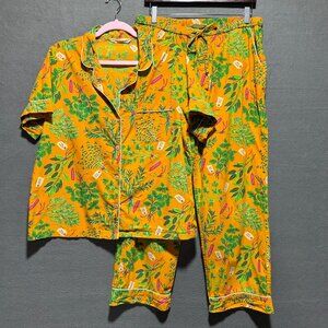 PRINTFRESH Herb Garden Cotton Print Pajamas Set Pockets Size Medium